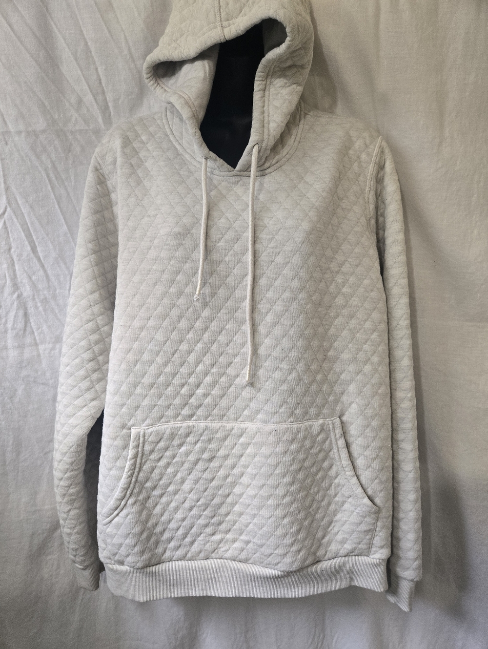 Marine Layer Quilted Hooded Pullover - Light Gray